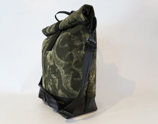 Pannier bag made from an olive army tent canvas