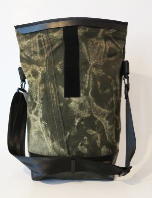 Pannier bag made from an olive army tent canvas