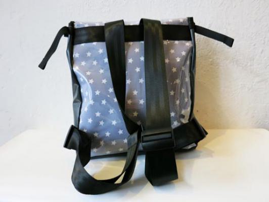 Upcycling Backpack made of tarpaulin with a lid of waterproof Fabrics