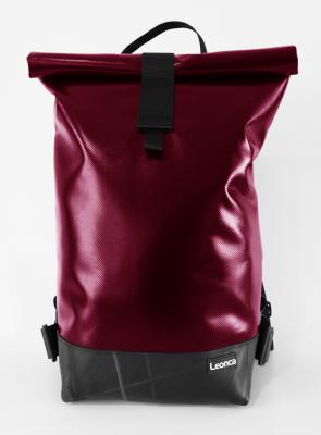 Rolltop Rucksack aus LKW-Plane Bordeaux in 3 Größen