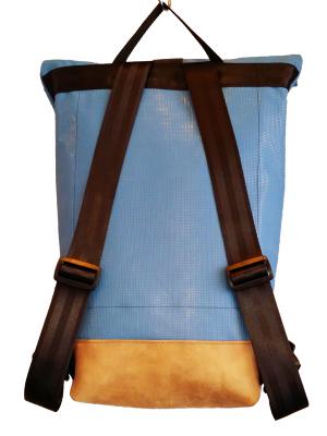 Upcycling Backpack made of used gym mat, leather and Seatbelts, the interior is made of Tarpaulin in 3 sizes