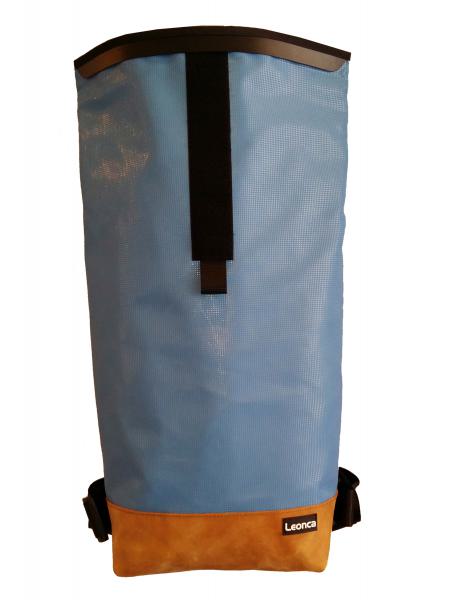 Upcycling Backpack made of used gym mat, leather and Seatbelts, the interior is made of Tarpaulin in 3 sizes