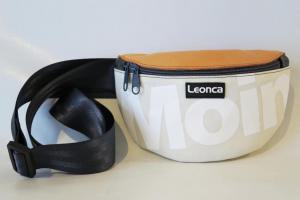 Upcycling Fanny Pack made from sail & leather with printing in 3 sizes